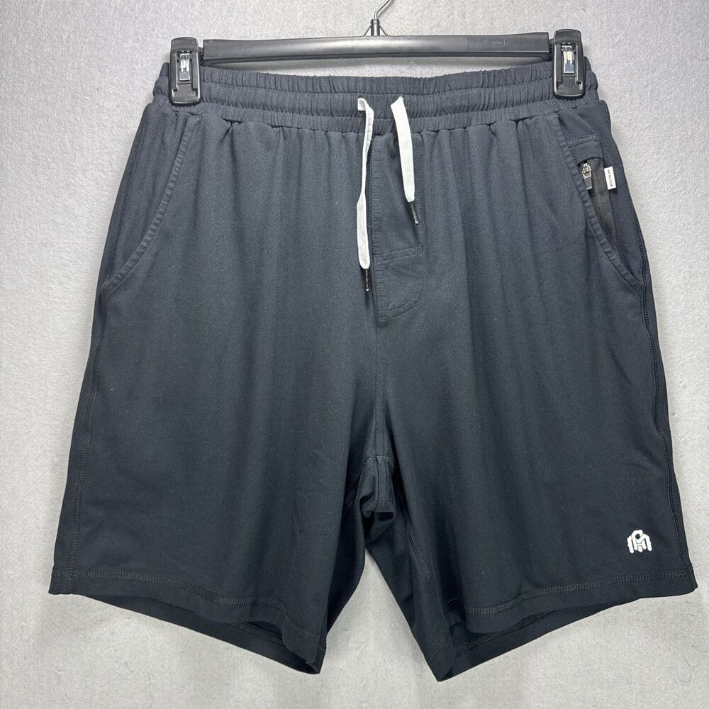 Into The AM Shorts Men's L Black Zip Pockets Elastic Waist w/ Drawstring Comfort